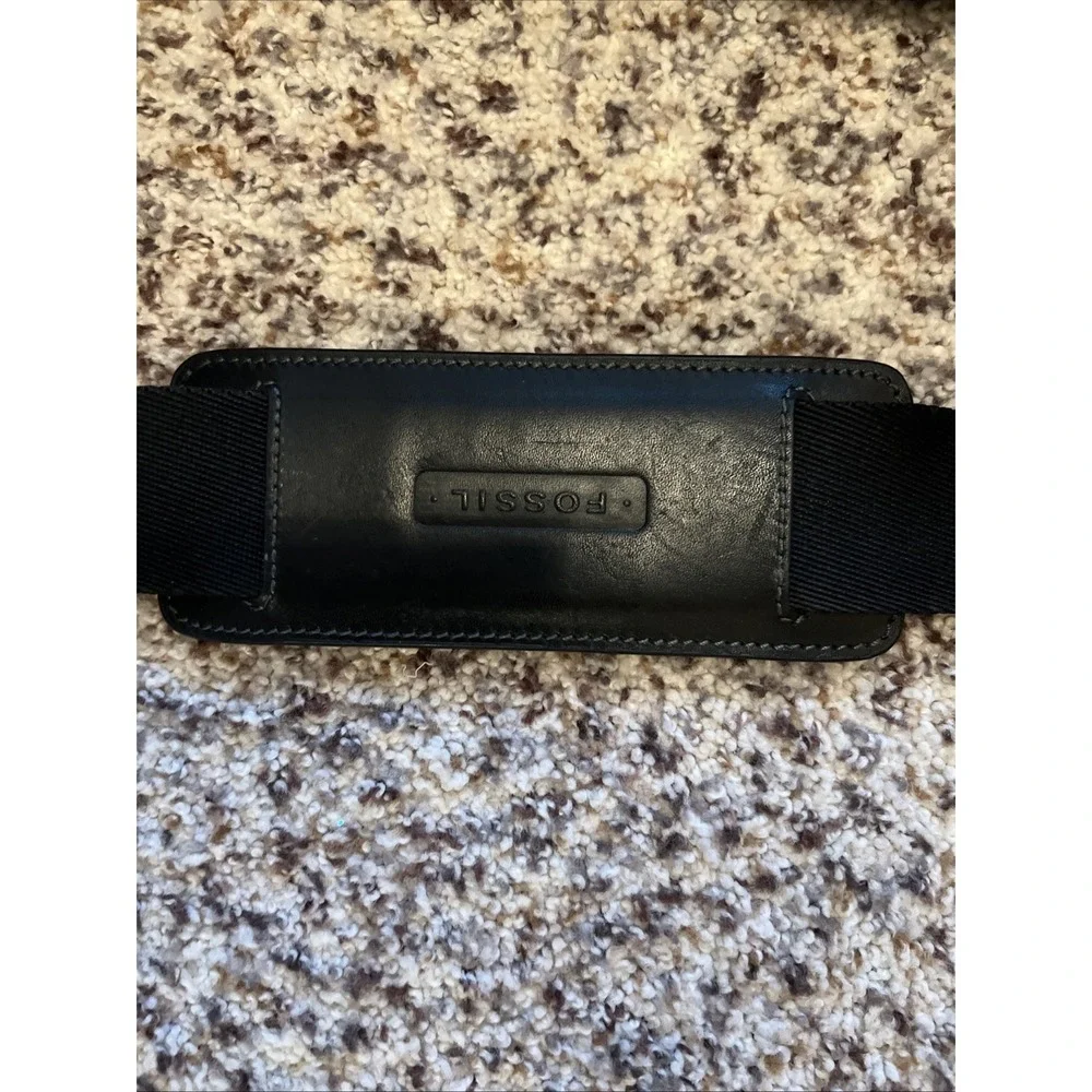 Fossil Black Leather Computer Crossbody Messenger Bag Size : Large 2 Handles